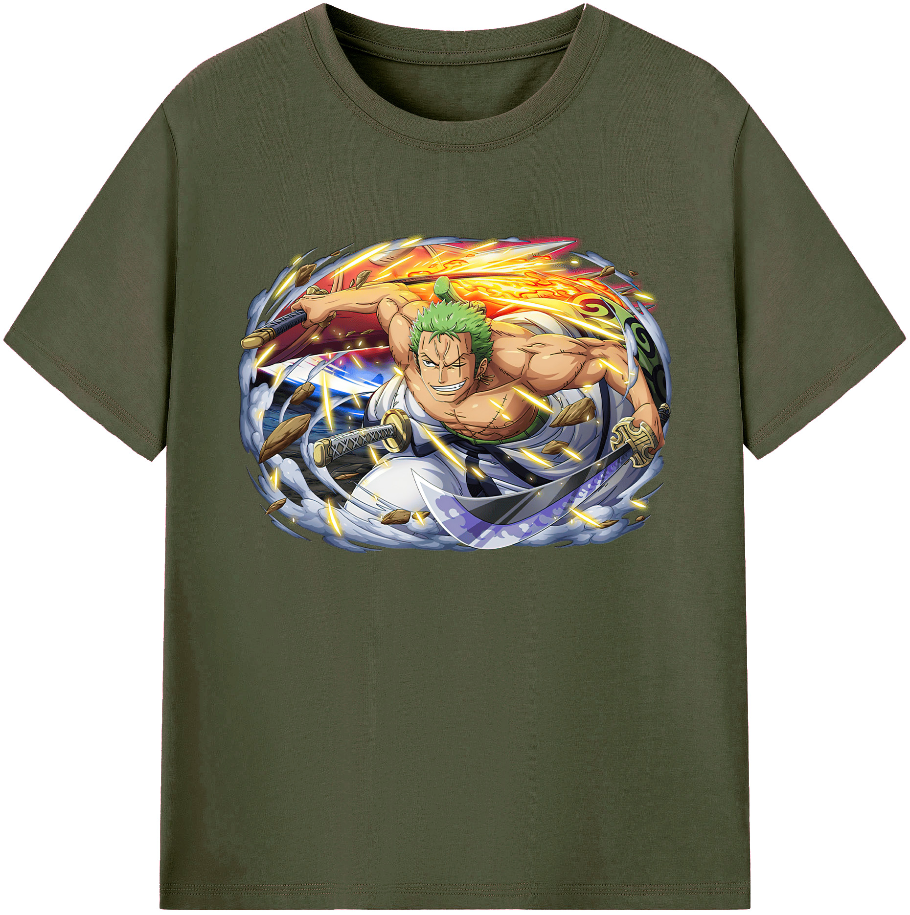 ワンピース ロロノア・ゾロ ONE PIECE Roronoa Zoro 綿100％ メンズ半袖Tシャツ｜肌触りやわらか＆通気性